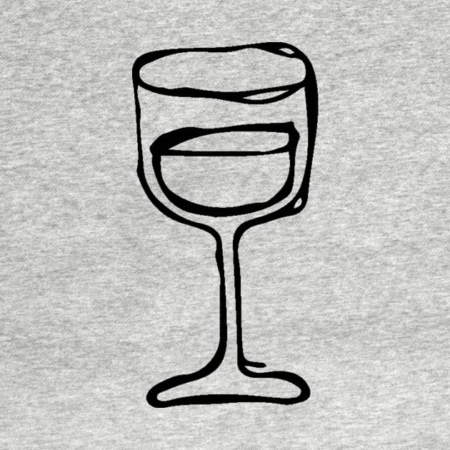 Wine Glass Doodle Black by Mijumi Doodles